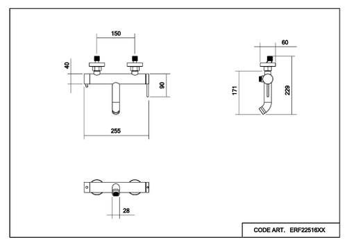 Смеситель для ванны и душа Abelsberg Fluida ERF22516BN, титан