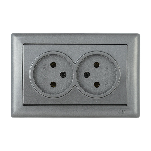 IEK "BOLERO" Розетка 2местн. с/у 16А (земля) антрацит ERB21-K95-16