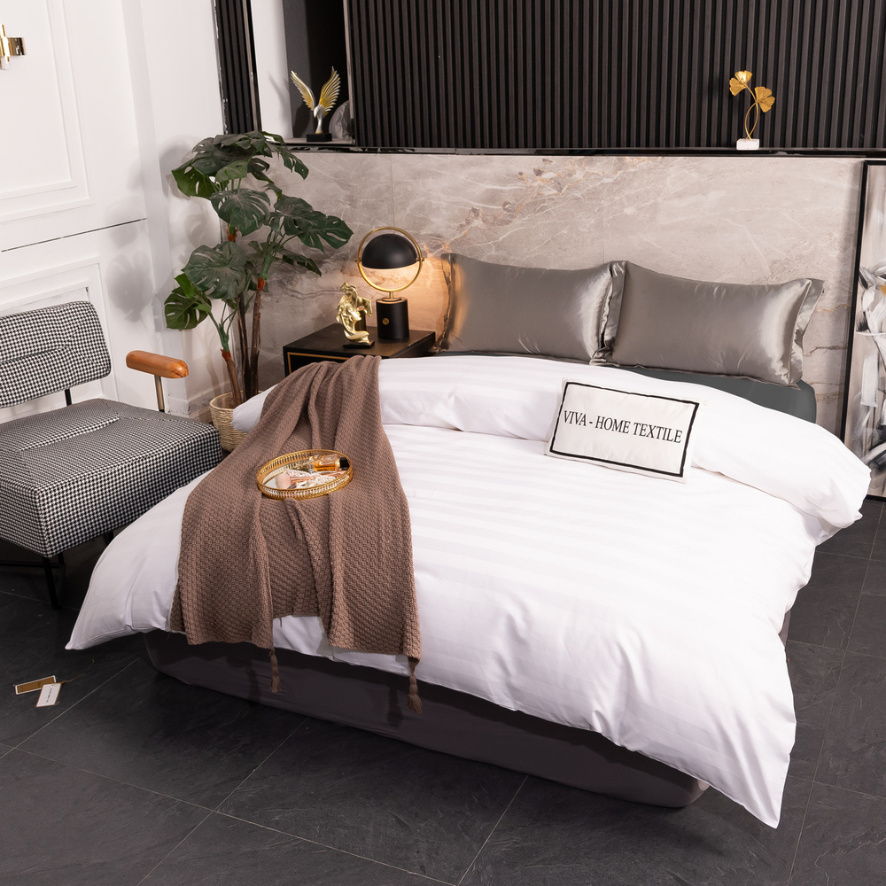 Пододеяльник 200х220 Страйп Сатин Однотонный Отель белый 100% Хлопок 3x3 P3CTH037200220