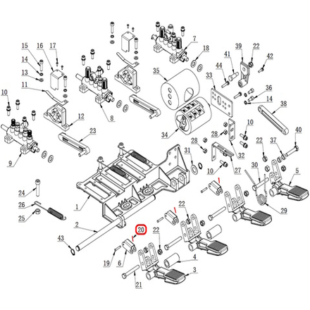 Штифт с прорезью соединителя педали и пневмораспределителя V521, V624, V626, V626IT, V730