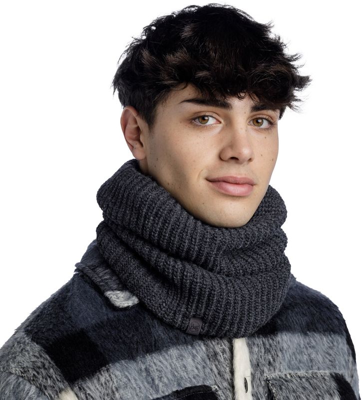 Вязаный шарф-труба с флисом Buff Knitted & Fleece Neckwarmer Jarn Graphite Фото 2