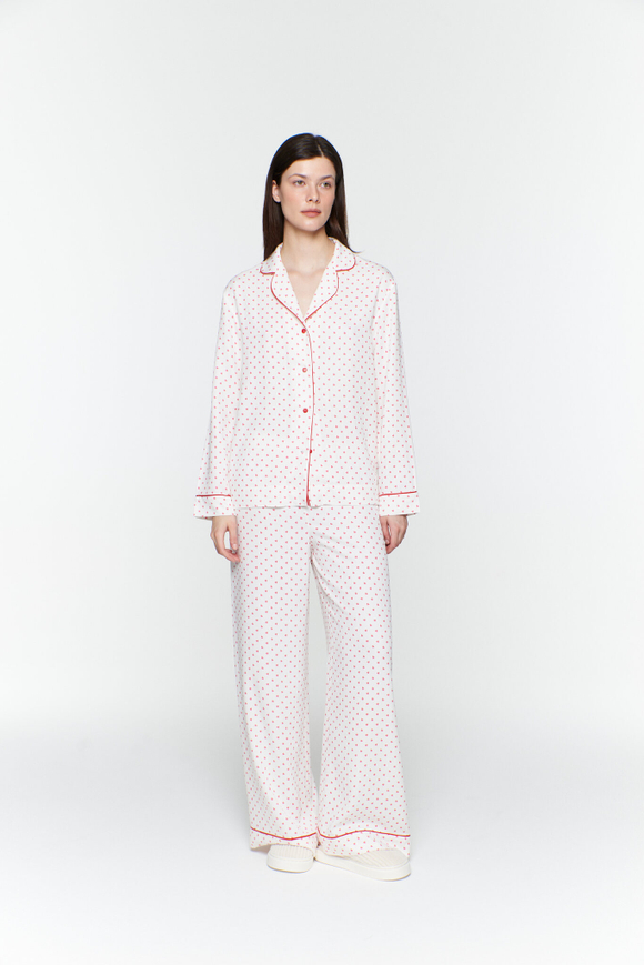 Брюки из вискозы с кантом и сердечками