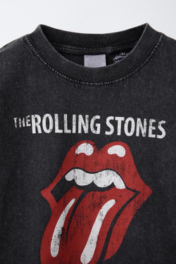 ZARA ФУТБОЛКА С ПРИНТОМ ROLLING STONES ©, АНТРАЦИТОВО-СЕРЫЙ