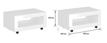 Стол журнальный Стокгольм белый/белый глянец
