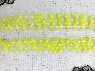 Тесьма текстиль капрон рюш, ш. 1,5 см., лимонный