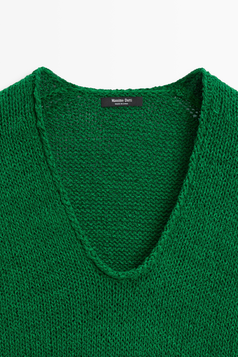 Massimo Dutti Свитер из хлопкового трикотажа, зеленый