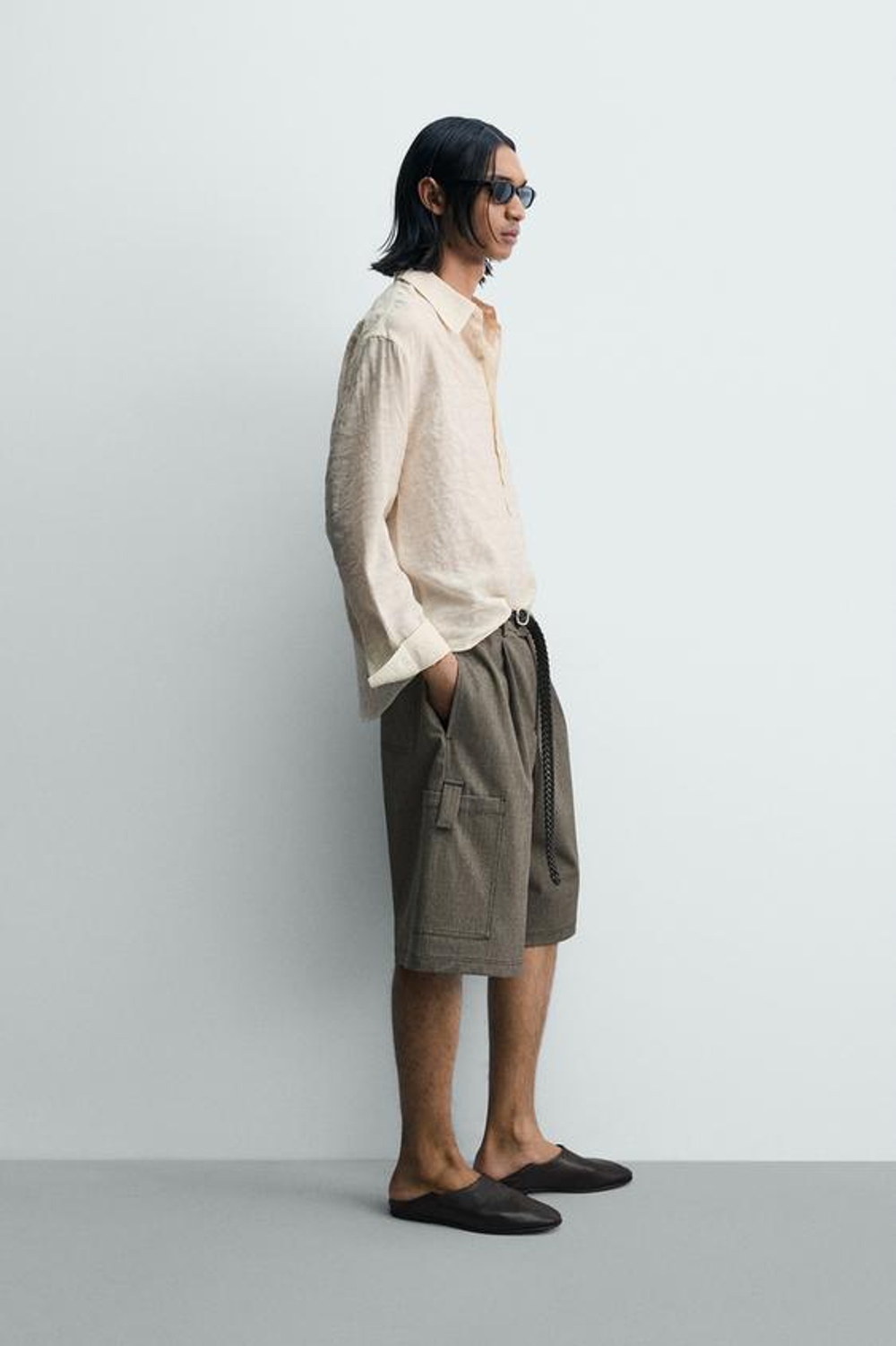 ZARA ШОРТЫ КАРГО RELAXED WIDE FIT, ТЕМНЫЙ РЫЖЕВАТО-КОРИЧНЕВЫЙ