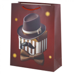 Пакет подарочный бумажный Alingar, (L+) 26х32х10 см, вертикальный, "Для джентльмена", матов. ламинация, ассорти