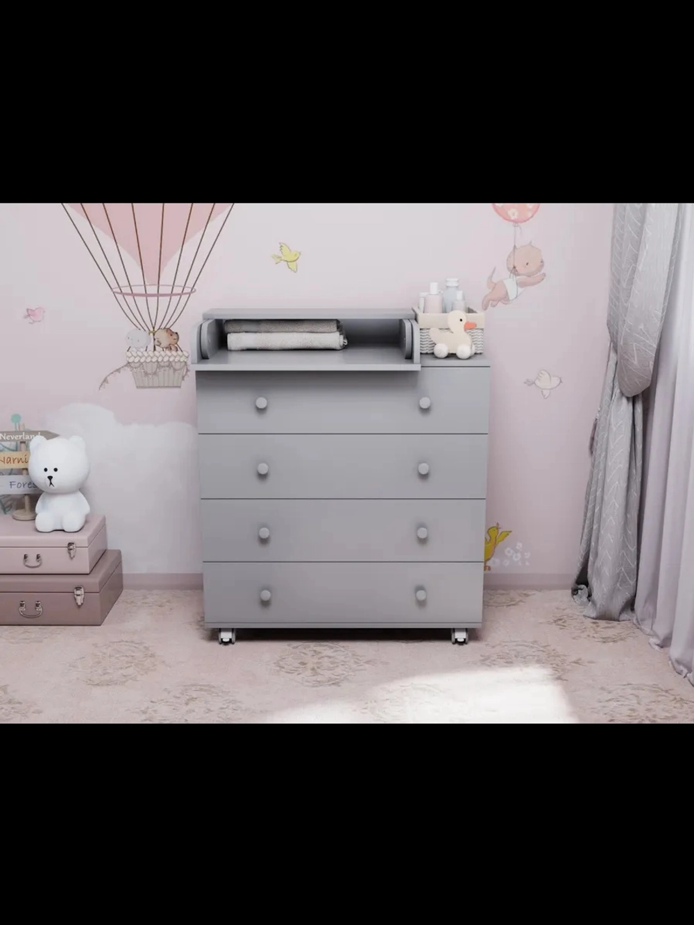 Комод пеленальный Incanto Nova 800/4 (серый)