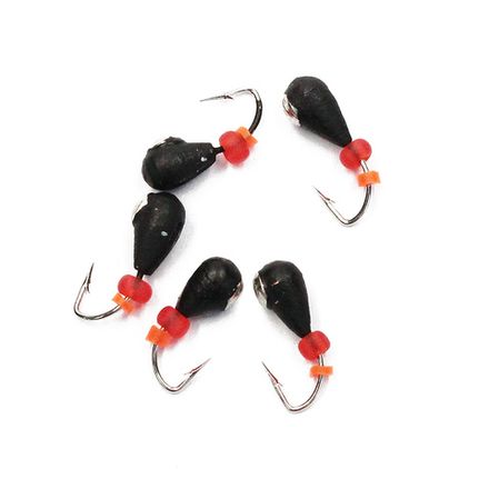 Мормышка вольф"ЯМАН"Капля с отв. с коронкой из никеля, d-5 мм, вес 1,8 г, бисер и кембрик, цв. флуор. Красный