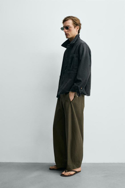 ZARA БРЮКИ BALLOON FIT, ХАКИ