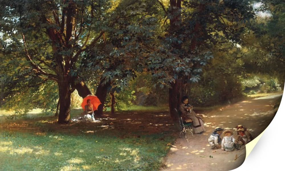 Картина для интерьера В парке, художник Маковский Константин Егорович, печать на холсте Настене.рф