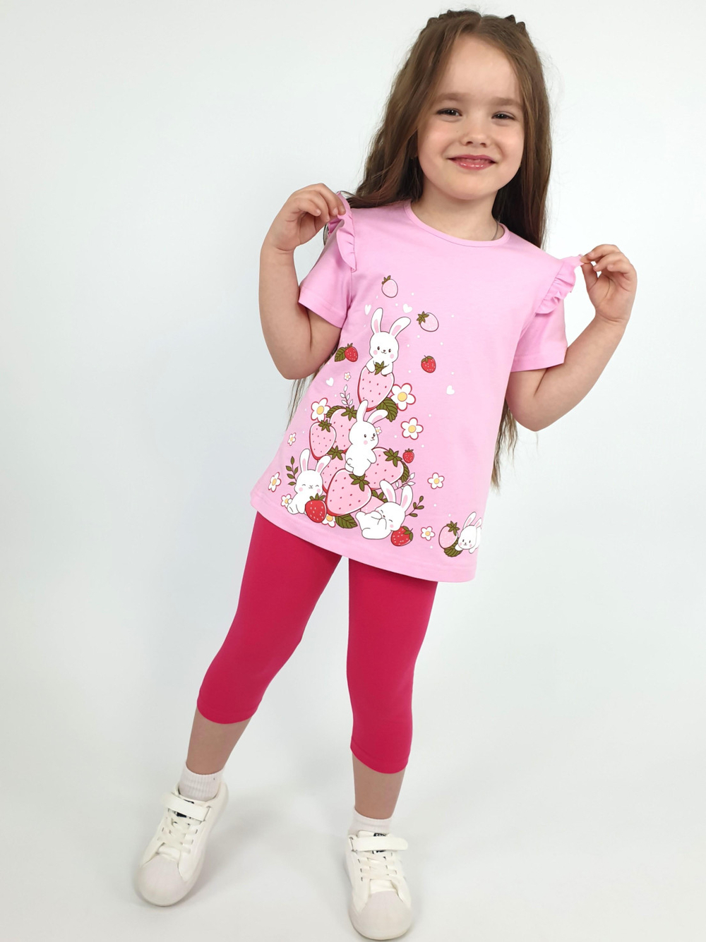 02-151-4 Комплект для девочки (футболка+ бриджи)