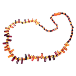 Бусы "Свирель" янтарь микс