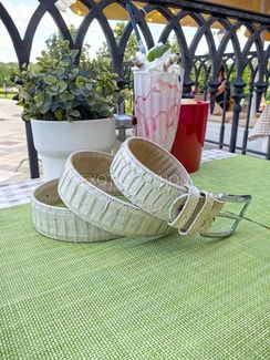 Белый ремень из кожи питона AC-123