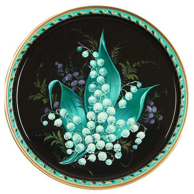 Жостовский поднос декоративный, размер 30 см (A9), металлический