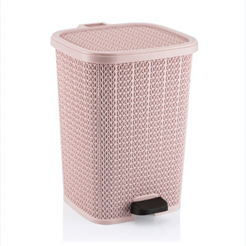 Мусорное ведро с педалью 12 лт ВЯЗАННЫЙ УЗОР пепел роз.