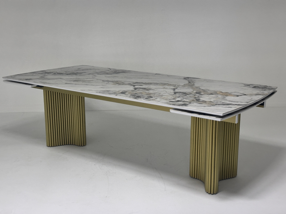 Стол М-City DISAUR Адажио-2 240 (320) См Арктика (Arctic Ocean), керамика, Золотой каркас