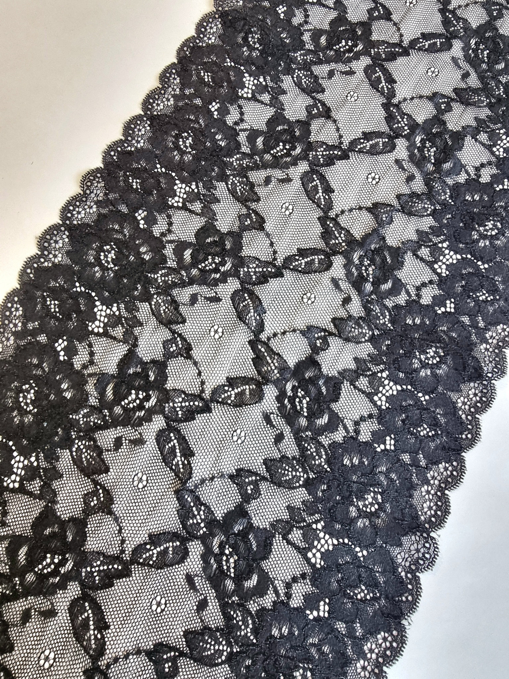 Кружево эластичное чёрное К608