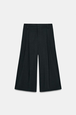 ZARA ШИРОКИЕ ШОРТЫ СО СКЛАДКАМИ, АНТРАЦИТОВО-СЕРЫЙ