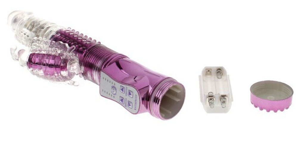 Фрикционно-ротационный стимулятор с клиторальным массажером (6 режимов вибрации и 6 ротации) (Цвет: фиолетовый)