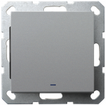 Выключатель одноклавишный со светодиодом 10A 250V~ с накладкой, цвет Алюминий