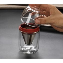 Дриппер воронка пуровер портативный на 1-2 чашки 200 мл набор фильтр для кофе + 2 чашки стекло/нерж.
