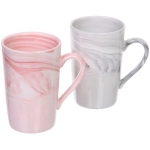 Кружка керамическая 400мл в наборе 2шт «Мрамор», высокая