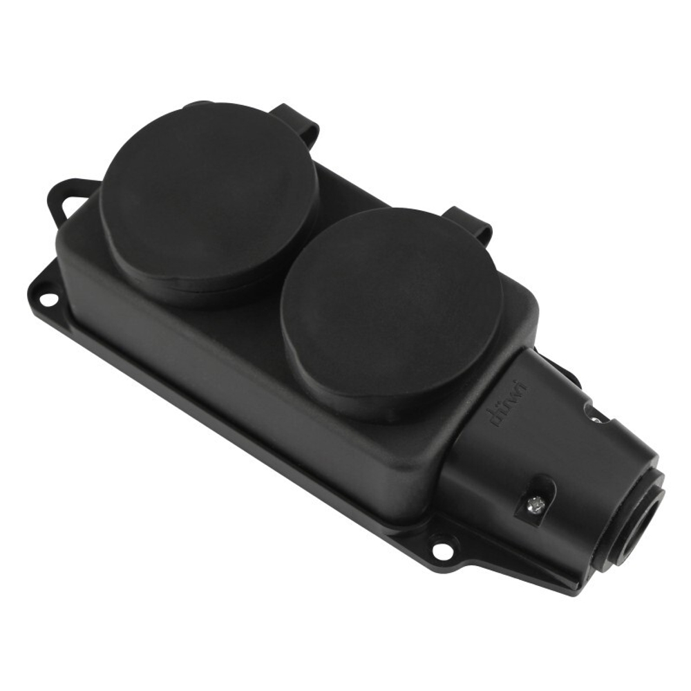 Колодка каучуковая duwi 2 гнезда с/з IP44 черная