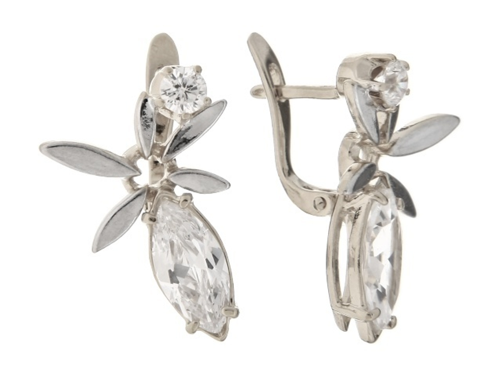 "Малати" серьги в серебряном покрытии из коллекции "Санскрит" от Jenavi  с английским замком