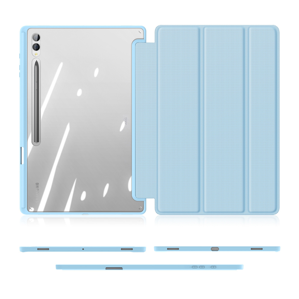 Чехол книжка синего цвета от Dux Ducis для Samsung Tab S10 Ultra, S9 Ultra и S8 Ultra, серия Toby Series Case, с функцией пробуждения и сна