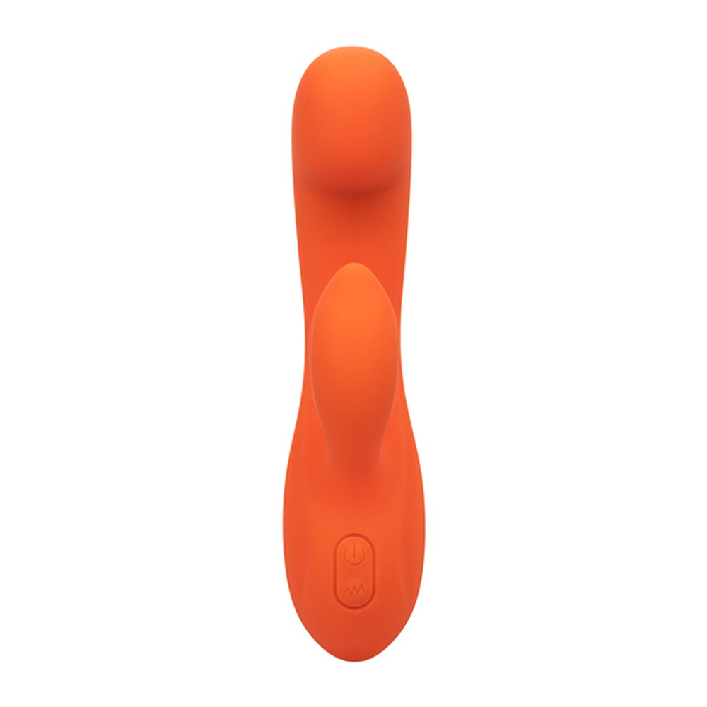 Оранжевый вибратор-кролик 17,75см California Exotic Stella Liquid Silicone Dual G SE-4368-20-3