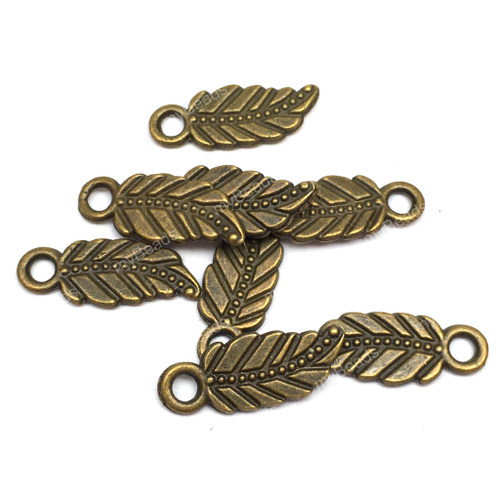 Подвески для украшений "Листья" 18х7 мм (10 шт), под бронзу