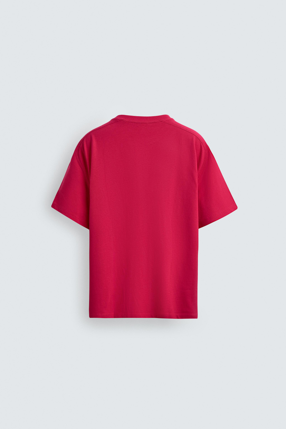 ZARA ФУТБОЛКА RELAXED FIT СО ШВАМИ, ЯРКАЯ ФУКСИЯ