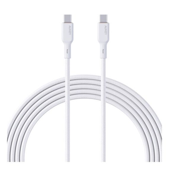 Кабель Aukey USB-C to USB-C 100 Вт 5А 1.8 м (СB-KCC102) белый