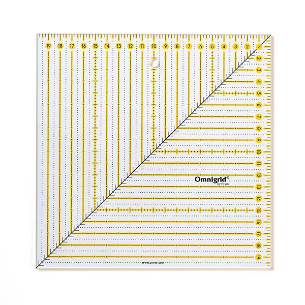 Линейка для пэчворка 20х20 см, шкала в см, Prym Omnigrid 611655