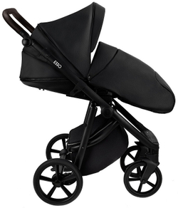 Детская коляска Roan Esso 2025 Кожа 3 в 1 с автокреслом Tutis Elo Lux EduSky Black ESSK/210/1 Black /Black/руч.Тем.коричневый