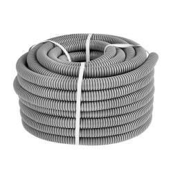 Труба гибкая гофрированная ПВХ 16мм с протяжкой лёгкая (50м) серый