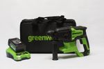 Аккумуляторный перфоратор Greenworks GD24SDS2, 3803007UB,24v, 2 Дж, АКБ 4 А·ч и ЗУ в сумке
