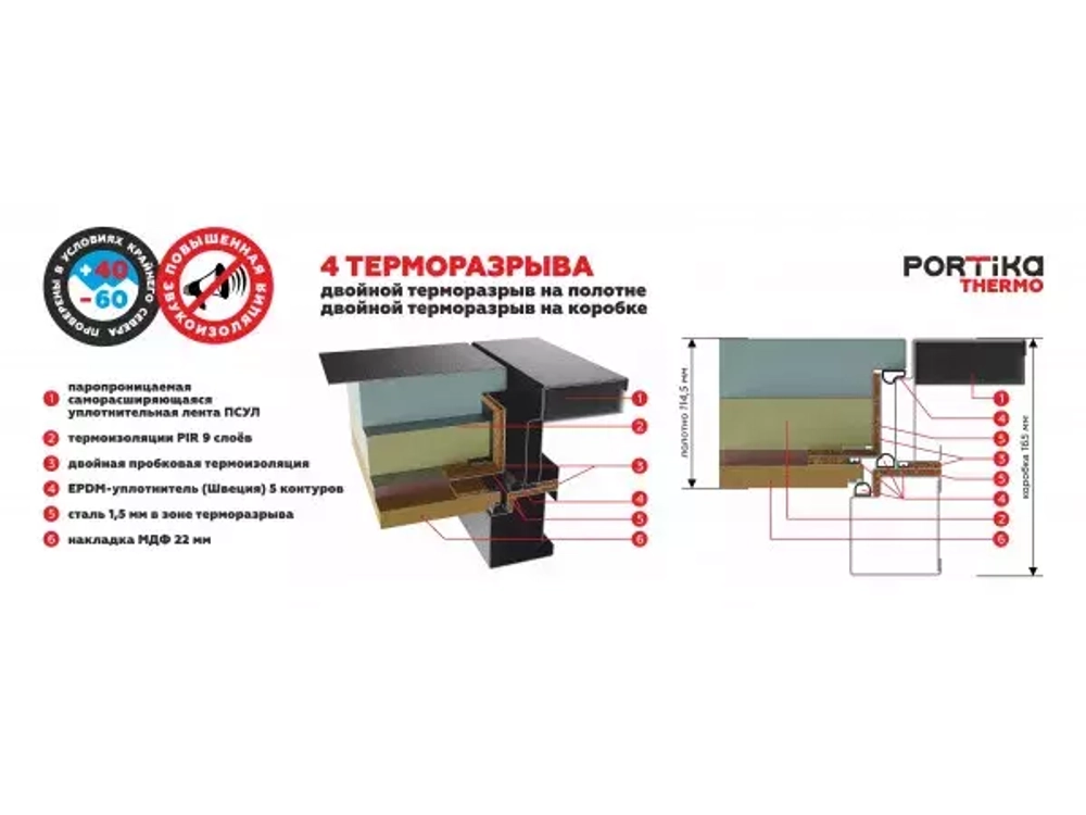 Дверь входная Porta T-4 403/П15 Букле Графит/Bianco Veralinga (терморазрыв)