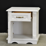 Прикроватная тумба с ящиком и дверью Харви с филенкой для спальни в викторианском стиле, тумба прикроватная деревянная белая с ящиком и дверцей на ножках напольная из массива сосны