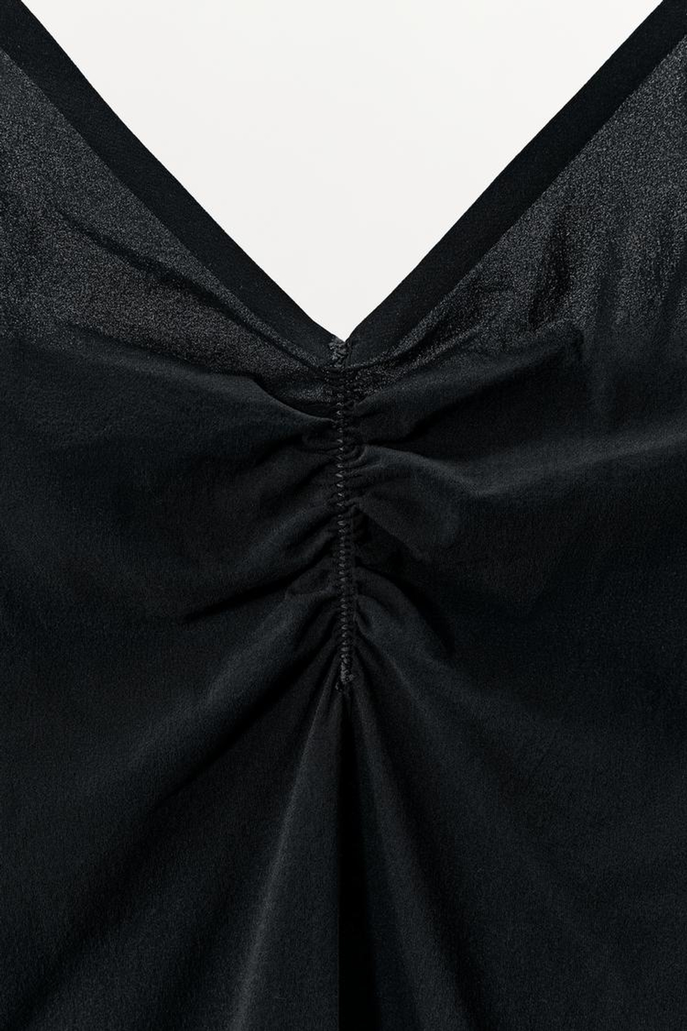 ZARA ТОП ИЗ ПОЛИАМИДА С ДРАПИРОВАННЫМ ВЫРЕЗОМ, ТЕМНО-КОРИЧНЕВЫЙ