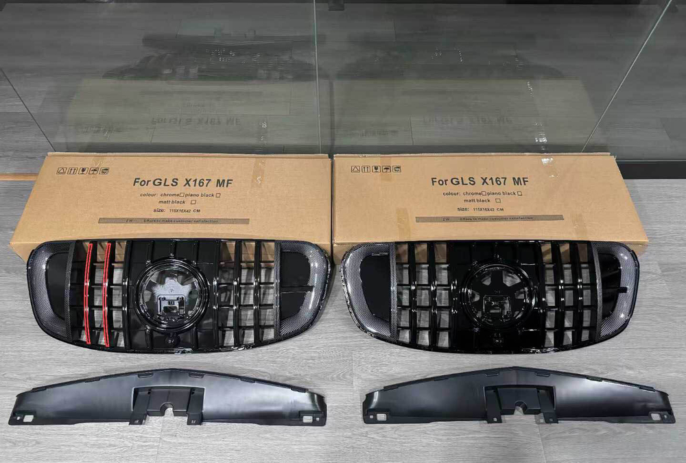 Решетка радиатора с карбоновыми вставками для Mercedes-Benz GLS X167 W167 2023+ Мерседес ГЛС Рестайлинг Facelift