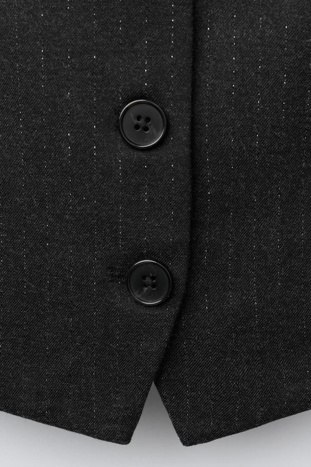 ZARA ЖИЛЕТ В ТОНКУЮ ПОЛОСКУ С БЛЕСТКАМИ, АНТРАЦИТОВО-СЕРЫЙ