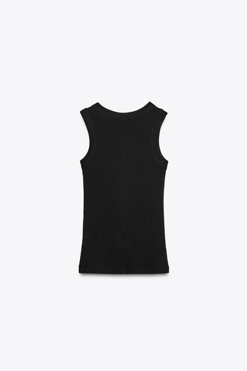 ZARA ТОП БЕЗ РУКАВОВ В РУБЧИК, ЧЕРНЫЙ