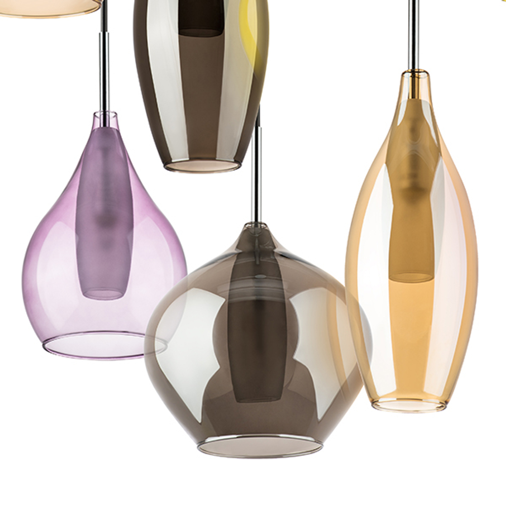 803125 Подвес PENTOLA 12x25W G9 хром/янтарь/дымчатый/оливковый/сливовый