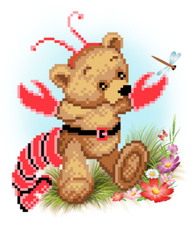 "Мишка Рак"-4137 ткань с нанесенным рисунком