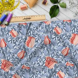 Ткань барби мелкие пастельные бутоны роз на голубом фоне