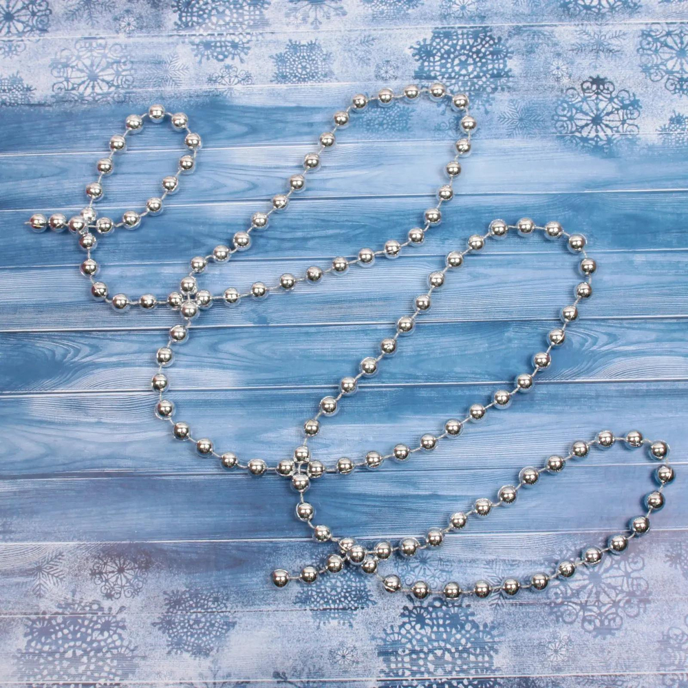 Бусы на ёлку 2,0 м «Шарик крупный» d-12 мм, Серебро
