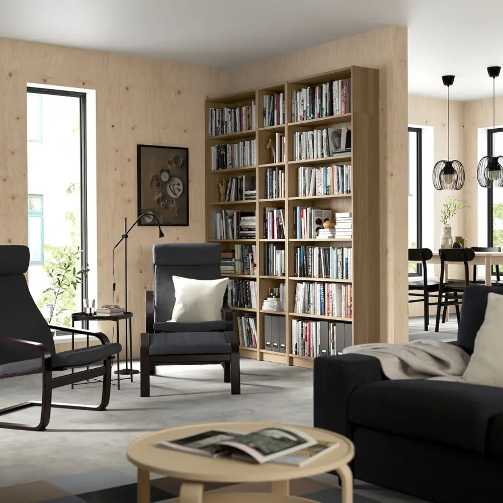 Книжный шкаф -  BILLY IKEA/ БИЛЛИ ИКЕА, 200х28х237 см,  под беленый дуб